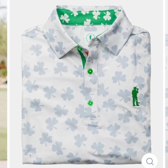 U Suck At Golf Men’s White Fighting Irish Clover Short Sleeve Polo Size Large - Picture 1 of 10